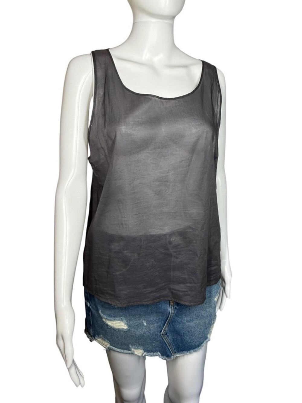 American American Vintage y2k Semi Sheer Gray Tank Top One Size